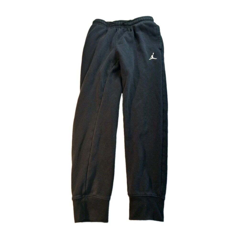 Jordan Size M 10-12y Kids Blk Cotton Blend Drawstring Sport Jogger